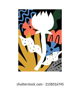 Colorful abstract scandinavian floral shapes poster design for art and music event