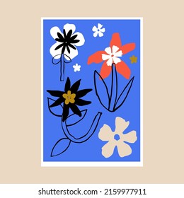 Colorful abstract scandinavian floral shapes poster design for art and music event