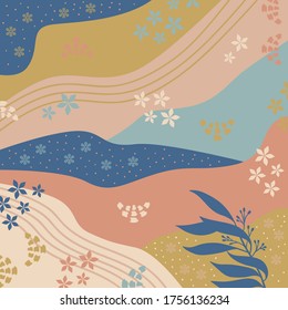 Colorful abstract scarf pattern design with lines and leaf ornament