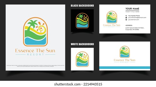 Colorful Abstract Sea Shore Window View Logo Vector Suit For Beach Travel Or Hotel  Resort Company