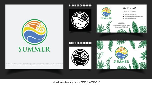 Colorful Abstract Sea Shore Window View Logo Vector Suit For Beach Travel Or Hotel  Resort Company