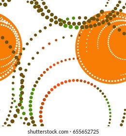 Colorful abstract seamless background. Halftone circles, halftone dot pattern. Repeating geometric tiles. Vector clip art.