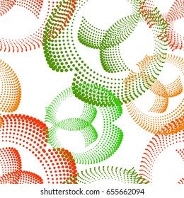 Colorful abstract seamless background. Halftone circles, halftone dot pattern. Repeating geometric tiles. Vector clip art.