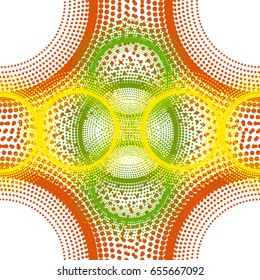 Colorful abstract seamless background. Halftone circles, halftone dot pattern. Repeating geometric tiles. Vector clip art.