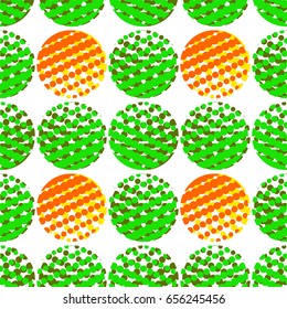 Colorful abstract seamless background. Halftone circles, halftone dot pattern. Repeating geometric tiles. Vector clip art.