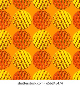 Colorful abstract seamless background. Halftone circles, halftone dot pattern. Repeating geometric tiles. Vector clip art.