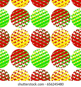 Colorful abstract seamless background. Halftone circles, halftone dot pattern. Repeating geometric tiles. Vector clip art.