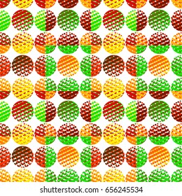 Colorful abstract seamless background. Halftone circles, halftone dot pattern. Repeating geometric tiles. Vector clip art.