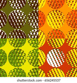Colorful abstract seamless background. Halftone circles, halftone dot pattern. Repeating geometric tiles. Vector clip art.