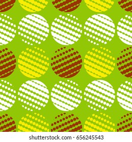 Colorful abstract seamless background. Halftone circles, halftone dot pattern. Repeating geometric tiles. Vector clip art.