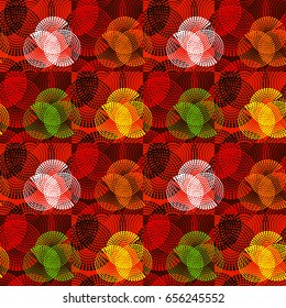 Colorful abstract seamless background. Halftone circles, halftone dot pattern. Repeating geometric tiles. Vector clip art.