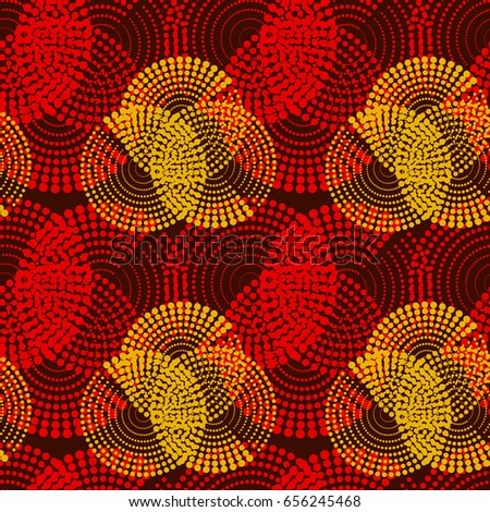 Colorful abstract seamless background. Halftone circles, halftone dot pattern. Repeating geometric tiles. Vector clip art.