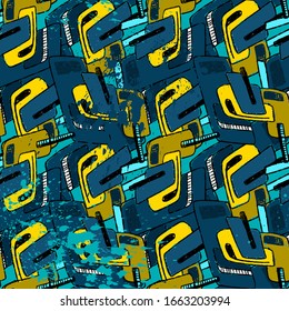 Colorful abstract seamless grunge pattern.