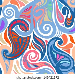 Colorful abstract seamless paisley pattern-model for design of gift packs, patterns fabric, wallpaper, web sites, etc.