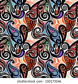 Colorful abstract seamless paisley pattern-model for design of gift packs, patterns fabric, wallpaper, web sites, etc.