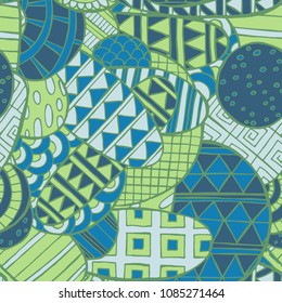 Colorful abstract seamless pattern. 60s hippie psychedelic art