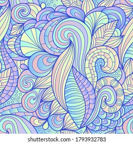 Colorful abstract seamless pattern. 60s hippie psychedelic art