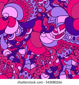 Colorful abstract seamless pattern. 60s hippie psychedelic art