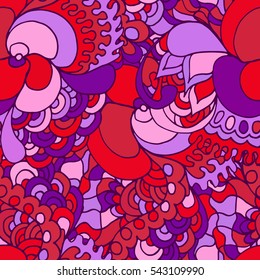 Colorful abstract seamless pattern. 60s hippie psychedelic art