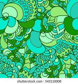 Colorful abstract seamless pattern. 60s hippie psychedelic art