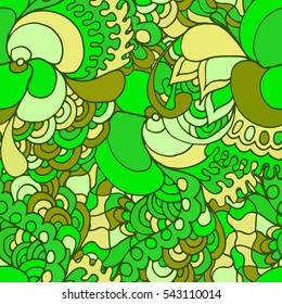 Colorful abstract seamless pattern. 60s hippie psychedelic art