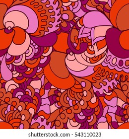 Colorful abstract seamless pattern. 60s hippie psychedelic art