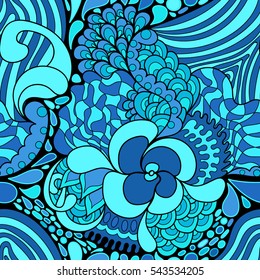 Colorful abstract seamless pattern. 60s hippie psychedelic art