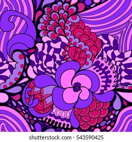 Colorful abstract seamless pattern. 60s hippie psychedelic art