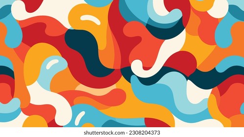 colorful abstract seamless pattern abstract pattern backgrounds vector stock vector image, in the style of tom wesselmann, futuristic chromatic waves, keith negley, colorful curves, pop art-inspired