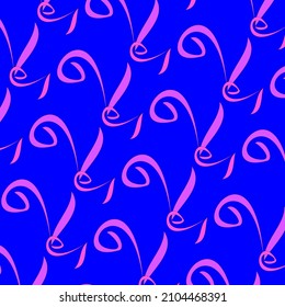 Colorful abstract seamless pattern. Blue background. Maximalist background.