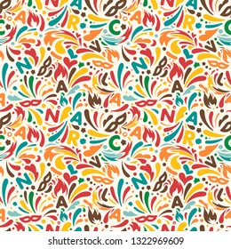 Colorful abstract seamless pattern. Brazilian carnaval design template