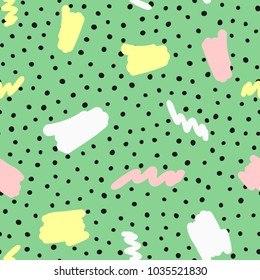 Colorful abstract seamless pattern for children. Drawn by hand. Trendy vector illustration.