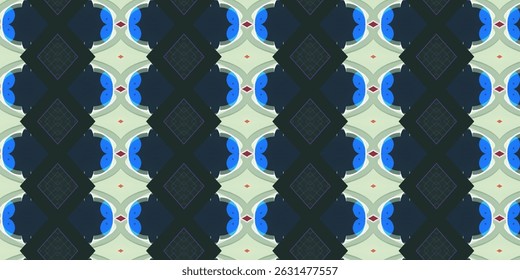 Colorful Abstract Seamless Pattern with Diamond and Curves
