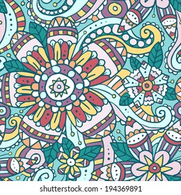 Colorful abstract seamless pattern with flowers