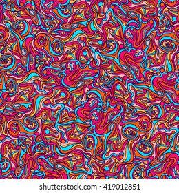 colorful abstract seamless pattern with hand-drawn elements on background