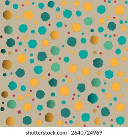Colorful Abstract Seamless Pattern with Irregular Dots on Beige Background – Modern Retro Design