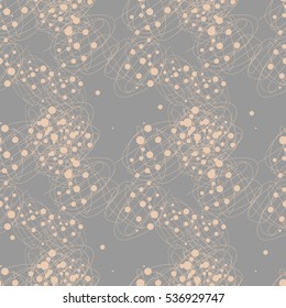 Colorful abstract seamless pattern with matted thin lines and dots. Dotted and linear background. Weaving line. Vector illustration.