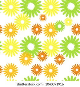 Colorful abstract seamless pattern with silhouettes of fantastic flowers. Simple flat vector illustration.
