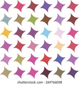Colorful abstract seamless pattern with stars on white background. Geometrical tile. Vector.
