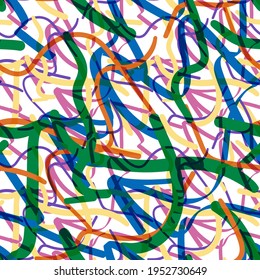 Patrón colorido abstracto sin fisuras con líneas redondeadas, curvas, formas geométricas, fondo de doodle.   