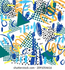 Colorful abstract seamless pattern vector illustration. Modern,shapes, hand drawn.