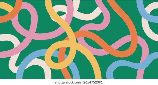 Colorful abstract seamless vector. Fun squiggles pattern illustration.  