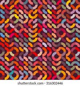 colorful abstract seamless vector pattern with parts of big rounds rotated randomly. simple autumn colors pattern for modern posters, covers,wrapping paper and any graphic design use.