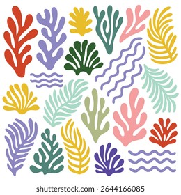 Colorful Abstract Seaweed and Leaf Collection for Design Inspiration
