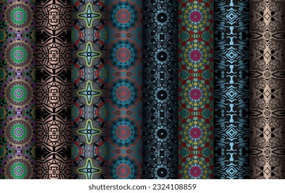 Colorful Abstract Set of  Modern vintage floral pattern for allover print and textile industry, Collection of seamless geometric repeated patterns design, bundle, fabric texture background