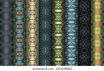 Colorful Abstract Set of  Modern vintage floral pattern for allover print and textile industry, Collection of seamless geometric repeated patterns design, bundle, fabric texture background