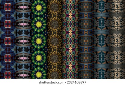 Colorful Abstract Set of  Modern vintage floral pattern for allover print and textile industry, Collection of seamless geometric repeated patterns design, bundle, fabric texture background