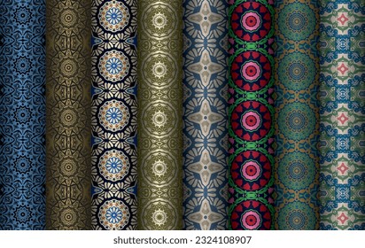 Colorful Abstract Set of  Modern vintage floral pattern for allover print and textile industry, Collection of seamless geometric repeated patterns design, bundle, fabric texture background