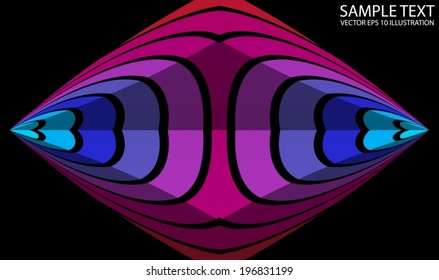 Colorful  abstract shape background illustration - Vector striped pyramid  reflected background  template