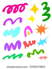 Colorful Abstract shape element set for background or stickers, simple shaped element 
